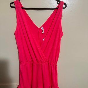 Ladies Pink swim shorts cover up romper plus size (small / medium)